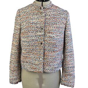 H&M Cropped Multicolor Quiet Luxury  Tweed Jacket US 8 – Metallic Thread, Snaps